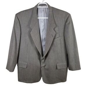 Vtg Tom James Gray Herringbone Blazer‎ Sport Coat Jacket Men's 50 Bespoke Luxury